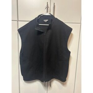 RUBA Black Fleece Full Zip Vest Mens 3X Made in USA Mock Neck Sleeveless Jacket